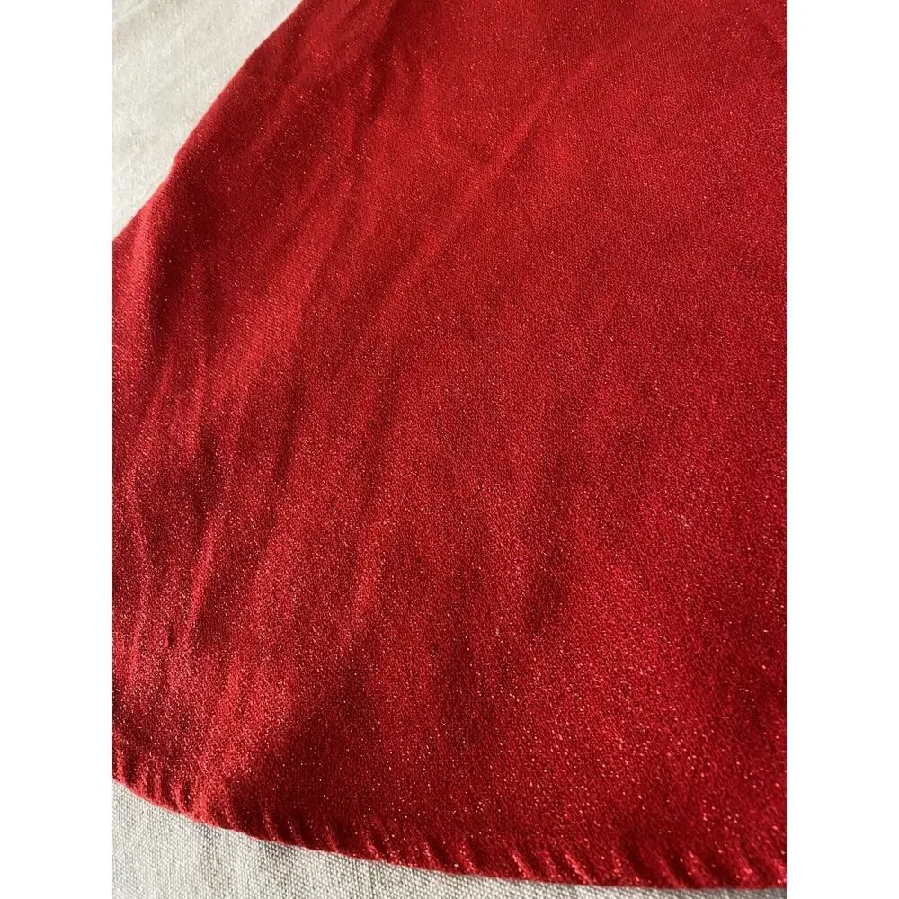 Christmas Wedding Table Cloth Red Sparkle Shimmer Holiday Tablecloth 60” Round